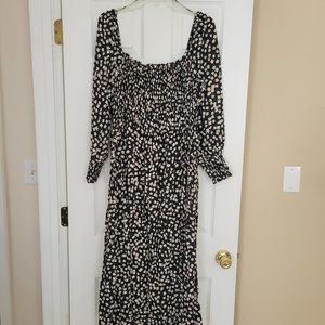 NWT H&M Black Floral Off-the-Shoulder Maxi Dress Size L